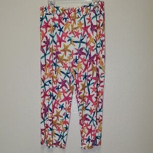 Soma Cool Nights Multicolor Starfish Print Pajama Crop Pants Size Medium Lounge